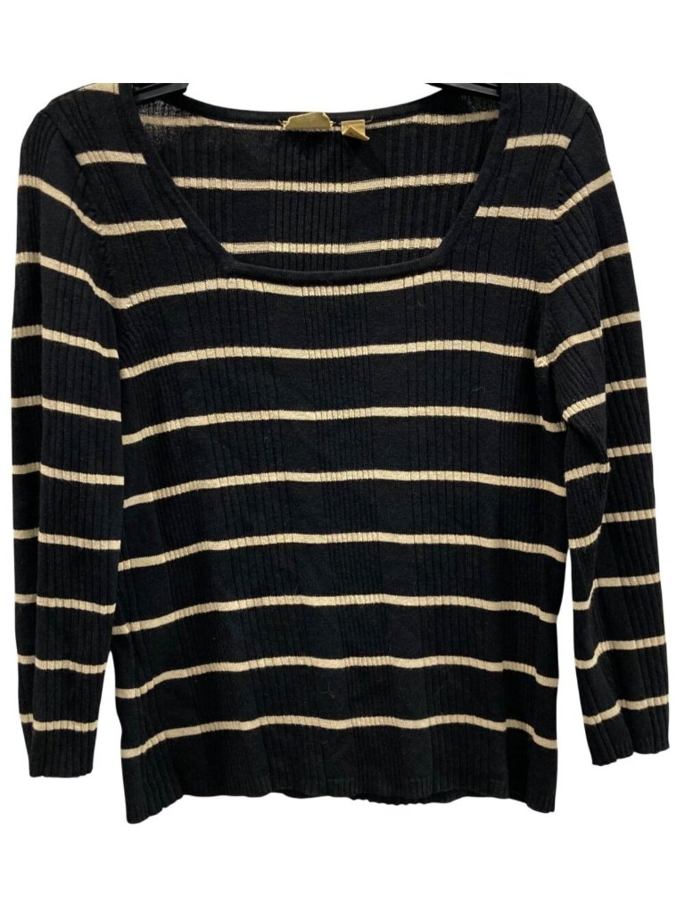 Caslon Nautical Striped Knit Top M Black Sailor Chic Casual Fairy Grunge Preppy